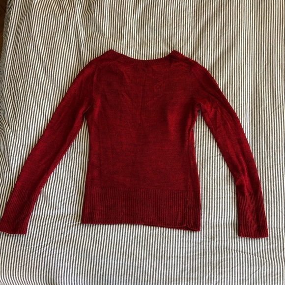 Burgundy Merino/ Alpaca /Mohair Deep V sweater - Picture 5 of 7